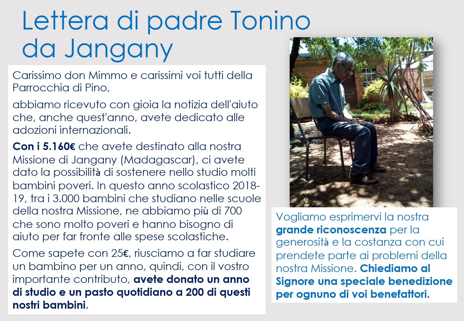 20190302 Adozioni e sostegno scolastico Lettera ringraziamento di padre Tonino 1 di 2